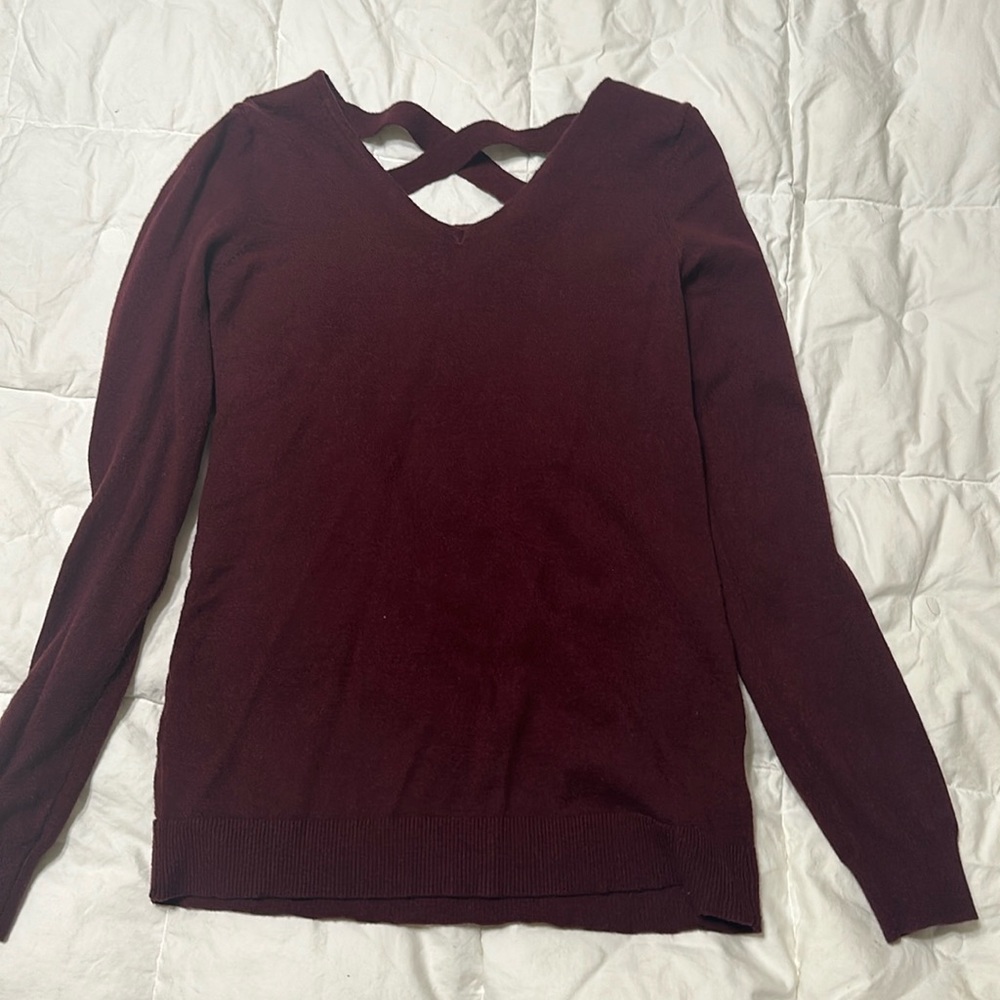 Stitch Fix Love Ellie Cross Back Sweater (maroon)